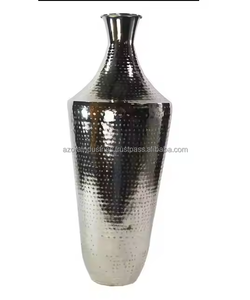 Aluminum <b>Casting</b> <b>Hand</b> Hammered Flower Vase For Home Decoration <b>Hand</b> Hammered Nickel Plated Aluminum Vase by Azora industries - Product Image 2