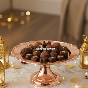Bol à chocolat en métal nickelé, forme ronde, décoratif pour le Ramadan, bol à bonbons de qualité supérieure, fait main. - Product Image 6
