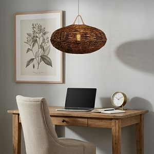 100% Natural Woven Banana Fiber Hanging Lamp Pendant Light Boho Chic Straw Chandelier For Coastal Resort Hotel Restaurants - Product Image 5