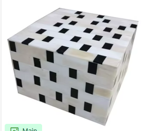 Boîte décorative de luxe artisanale en os incrusté, motif pois noirs et blancs, élégante, rectangulaire, pour rangement de bijoux - Product Image 3