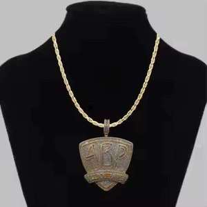 925 <b>Silver</b> Gold Plated Moissanite <b>Pendant</b> Necklace Round Brilliant Cut Hip Hop Iced Out Charm Jewelry <b>for</b> Party <b>Men</b> - Product Image 3