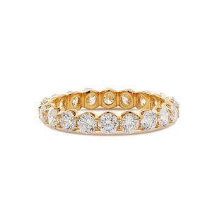 Anillo de Eternidad Completo con Diamantes Cultivados en Laboratorio, Corte Brillante Redondo de 3mm, Banda de Boda en Forma de U con Puntas Compartidas, Oro Amarillo de 14K, Certificado IGI - Product Image 1