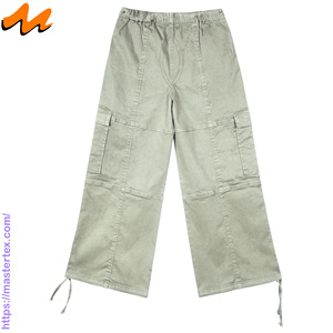 Pantalones Cargo Casuales de Verano para Mujer MASTER TEXTILE, Color Sólido, Pierna Ancha, Transpirables, Cintura Media, Hechos con Tela de 7.37 oz - Product Image 2