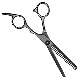 Ciseaux professionnels à effiler les cheveux, faible MOQ, en acier inoxydable, pour droitiers, manche long, couleur personnalisable, outils de barbier - Product Image 6