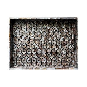 Luxury Mother of Pearl Serving <b>Tray</b> Handmade Inlay Shell Decorative <b>Tray</b> for Home Hotel Restaurant Serving and Gift Use - Product Image 1