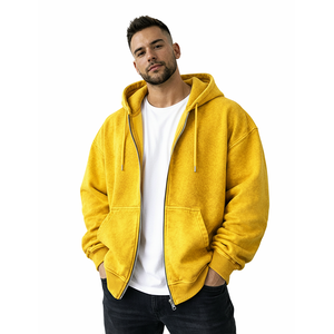Sudadera con Capucha de Alta Calidad, Corte Regular, Tejido Grueso de 430 g/m², 100% Algodón, Forro Polar Amarillo, Secado Rápido, Antiarrugas, Unisex, para Invierno - Product Image 5