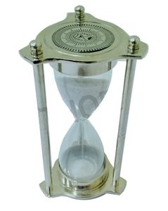 Temporizador de arena de latón náutico, artículo de decoración para el hogar y la Oficina, cristal cromado, colección - Product Image 1
