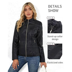 Chaqueta de Cuero para Mujer, Estilo Elegante, Costuras Duraderas, Aspecto Moderno para Uso Urbano, Chaqueta de Cuero de Alta Calidad - Product Image 4