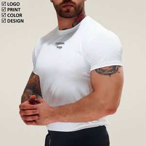 <b>Men's</b> <b>White</b> <b>Short</b> <b>Sleeve</b> Compression T-<b>Shirt</b> Slim Fit O-Neck Quick Dry Sporty Knitted Polyester Muscle Showing Workout <b>Shirt</b> - Product Image 4