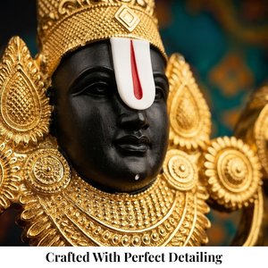 Statue géométrique plaquée or 24 carats du Seigneur Venkateswara Swamy pour la décoration de temple domestique, présentation sur table, salle de Pooja sacrée, cadeau de Diwali - Product Image 6