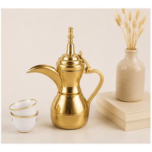 Luxury Gold Plated Arabic Coffee Dallah Premium Stainless Steel Qahwa <b>Pot</b> with Mirror Finish Middle Eastern Teapot for Hot Sale - Product Image 2