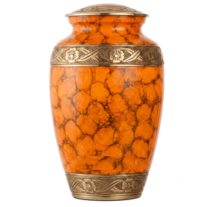 โกศบรรจุอัฐิสำหรับผู้ใหญ่ทำจากทองเหลือง พร้อมแถบลายดอกไม้สีทอง ทนทาน สำหรับผู้ใหญ่  ตกแต่งด้วยสีชมพู  โกศโลหะสำหรับบรรจุอัฐิมนุษย์ - Product Image 5