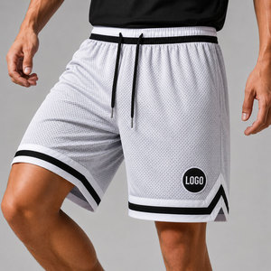 Men's <b>Black</b> Mesh Bermuda Shorts With White Stripe Drawstring Quick Dry Sporty Workout Basketball Shorts - Product Image 3