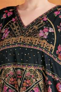 Hot Sale Designer Turkish Style <b>Kaftan</b> Kurta Women Polyester Handmade Batwing Sleeves Regular Fit Flared Hem Short Party V Neck - Product Image 3