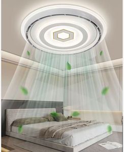 Modern bladeless <b>ceiling</b> fan with <b>LED</b> <b>light</b> <b>round</b> flush mount silent airflow fan for stylish living room homes - Product Image 3