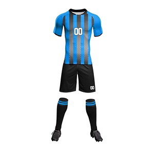 Latest Style Winter Soccer Uniform Set Adults High Quality 100% Polyester Breathable Plaid Pattern Crew Neck Short Sleeves Sets - Product Image 3