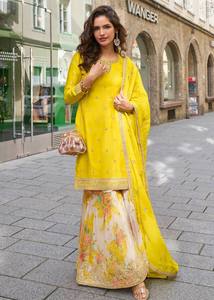 LD CREATION - Salwar Kameez de Diseño en Crepé de Seda Bordado, Moderno, Elástico, Reversible, Antiarrugas, con Protección Solar, en Organza - Product Image 3