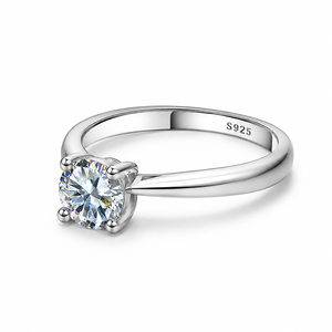 925 Sterling <b>Silver</b> <b>Solitaire</b> <b>Ring</b> Round Brilliant Cut Beautiful Women's Jewelry for Weddings Valentines - Product Image 3