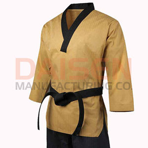 Uniforme de Karate para Hombre, Cinturón Dorado y Negro, 100% Algodón, Ropa Duradera para Artes Marciales, Talla Adulto, Corte Regular - Product Image 3