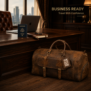 Bolsa de Lona de Cuero Marrón Vintage para Hombre |   Bolsa de Viaje Grande para Fin de Semana |   Bolsa de Viaje con Múltiples Bolsillos, Asas y Compartimentos Desmontables - Product Image 2