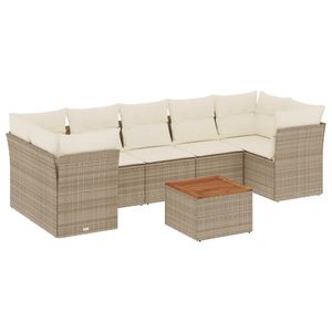 Grande divano da giardino Beige PE Rattan con coperture rimovibili - Product Image 2