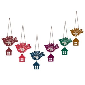 Sculpture murale en bois d'oiseaux multicolores en vol, décoration moderne pour la maison, salon, bureau - Product Image 5