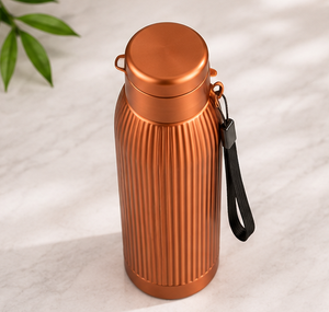Copper <b>Thermos</b> <b>Bottle</b> With Handle Minimalist Design Portable Travel Use - Product Image 5