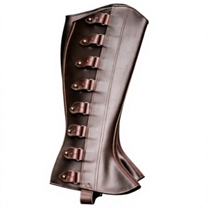 Men Genuine Leather English <b>Half</b> <b>Chaps</b> Buckle Closure Equestrian Riding - Product Image 3