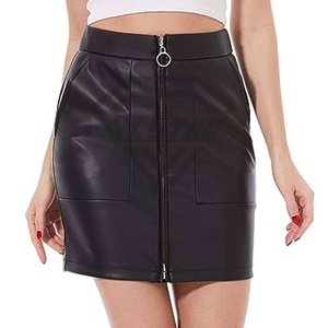 Jupe en cuir véritable de haute qualité pour femmes, prix de gros, longueur mini, respirante, brillante, confortable, prix abordable, OEM - Product Image 1