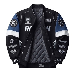 Custom <b>Men's</b> Motorsport Varsity <b>Jacket</b> Racing <b>Bomber</b> <b>Jacket</b> Snap Button Embroidered Patch Team Streetwear Windproof OEM ODM - Product Image 3