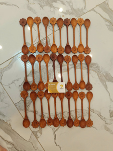 Cuchara de Servir de Madera de Acacia Premium, Chapada en Oro Rosa, Mango Largo, Ecológica, Grabado Personalizado, Hecha a Mano, Marca Privada OEM, Binh - Product Image 4