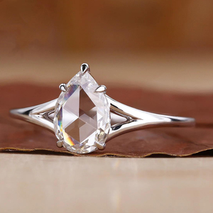 Nouvelle conception de bague solitaire de luxe en diamant de laboratoire taille poire et rose, personnalisée en or 18 carats, diamant de laboratoire IGI VVS, bijoux fins - Product Image 2
