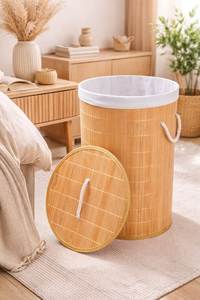 Cesta Redonda de Bambú con Asas, Contenedores de Almacenamiento, Organizador de Cocina Tejido, Artículos para el Hogar, Juegos de Baño, Decoración del Hogar - Product Image 3