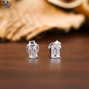 0,40 TDW Emerald Cut Labgrown Diamond Stud Pendientes 18K Chapado en oro blanco HPHT/CVD Joyería 14K Oro Material principal Chapado en oro - Product Image 1