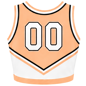 Ensemble uniforme de cheerleading pêche-orange : Crop top et jupe plissée pour compétition de danse d'équipe, tenue de performance sportive - Product Image 4