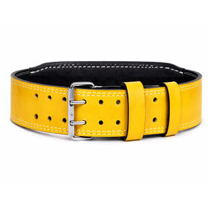 Premium Heavy Duty Yellow Cowhide Leather <b>Weight</b> Lifting Belt for Back Support <b>Training</b> Unisex Fitness - Product Image 3