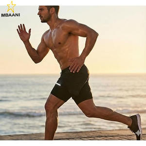 กางเกงขาสั้นผู้ชายพร้อมซับในแบบ 2in1, เอวปรับได้, กระเป๋าคู่, แถบสะท้อนแสง, ผ้าแห้งเร็วสำหรับผู้ชาย - Product Image 2