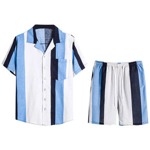 Vêtements de sport d'été pour hommes, ensemble de deux pièces, t-shirt à manches courtes et col rond, shorts de course pour hommes, ensemble de shorts de qualité supérieure, taille plus, adultes - Product Image 2