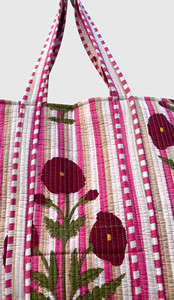 Sac fourre-tout en coton brodé floral, style bohème, ouvert en dessus, sac de shopping pour femmes, utilisable toute l'année - Product Image 3