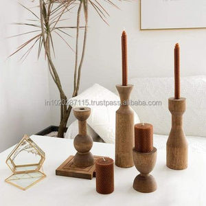 Portavelas de madera hecho a mano para decoración del hogar, centro de mesa, decoración de bodas, diseño rústico con acabado natural. - Product Image 1