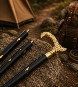 Canne de marche artisanale en bois avec poignée en métal ornée, bâton de randonnée vintage pour explorateur, manche en bois sculpté, bâton de randonnée classique pour l'extérieur - Product Image 1