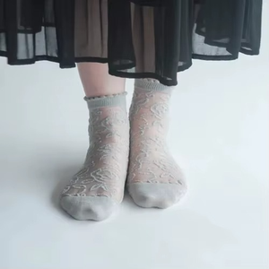 Calcetines tobilleros de malla transpirable para mujer, con logotipo personalizado de moda al por mayor, para verano. - Product Image 4