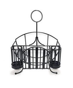 Étagère de rangement de cuisine moderne en métal avec porte-assiettes et organiseurs de couverts pour vaisselle, type sur pied, design multifonctionnel - Product Image 4