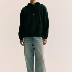 Sudadera con capucha de algodón de forro polar verde bosque lisa, estilo streetwear oversize, personalizada al por mayor para hombre y mujer - Product Image 1