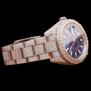 Reloj de Pulsera de Cuarzo para Hombre, Diseño Moderno, Color Azul, Esfera Redonda, Diamantes Moissanite, Estilo Hip Hop, Lujoso - Product Image 4
