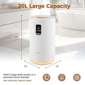 Calentador de Toallas con Pantalla LCD en Tiempo Real, Capacidad de 20L, Calentamiento de 30/60/90 Minutos + Temporizador de Retraso de 0.5 a 24 Horas, Artículos para Baño y Aseo - Product Image 4