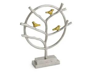 Centre de table de Noël en métal opulent avec base en bois, ornement d'hiver riche pour une mise en scène festive - Product Image 3