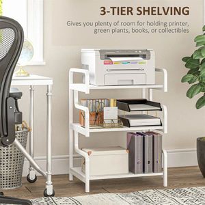 Free Standing White Metal 3-Tier Printer Stand Premium Shelving Unit - Product Image 6