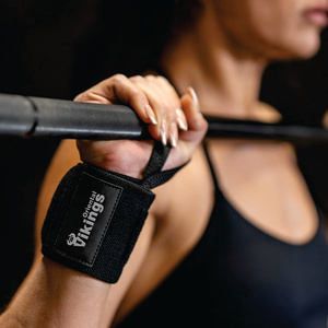 JINGBA Bandes de poignet professionnelles de qualité supérieure, robustes, en polyester élastique, pour la musculation, avec logo personnalisé, nouveau modèle rayé - Product Image 2