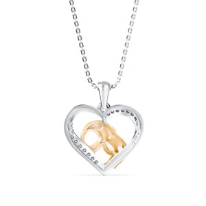 Un magnifique collier pendentif en argent 925 avec un éléphant à l'intérieur d'un cœur en moissanite, un cadeau d'anniversaire classique. - Product Image 2